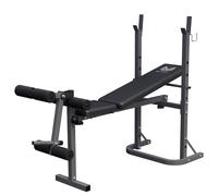 GYRONETICS® Banc de musculation pliable avec support, 220 kg, 3 positions | Dossier inclinable, rembourrage en similicuir et cadre en acier; développé couché, butterfly, épaules, jambes, fitness