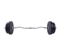 GYRONETICS® Kit barre curl 30 kg, 120 cm, diamètre 25 mm | Avec 2 disques de 5 kg et 2 de 7,5 kg, prises moletées et 2 fermetures étoile pour biceps et triceps