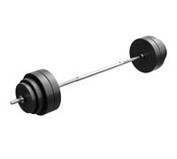 GYRONETICS® Kit barre longue 60 kg, 164 cm, diamètre 25 mm | Avec 8 disques plastiques, prise moletée et 2 fermetures étoile pour musculation complète du corps