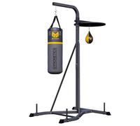 GYRONETICS® Kit Boxe avec Station ou Barre de Traction et Sac | Barre Cerakote 220 cm, 50 mm, charge 680 kg, 2 stop-disques et poids caoutchoutés pour powerlifting
