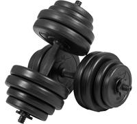 GYRONETICS® Set d’Haltères Courts 30 kg, 2 Barres 25 mm, Disques Réglables