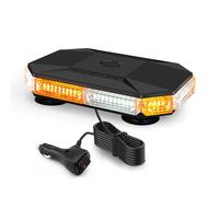Gyrophare à 70 LED avec Câble de 2.8 Mètres, Jaune & Blanc LED Avertissement 12V-24V avec Aimant, étanche IP65, 20 Modes pour Véhicules de Construction Tracteur Remorque Chasse-Neige