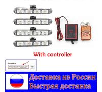 Gyrophare LED 4x4 pour la police, clignotant, 12 V, télécommande sans fil, lampe d'avertissement, stroboscopes