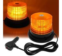 Gyrophare LED, Lampe d'Avertissement, Gyrophare LED Rotatif, Stroboscopique d'Avertissement, 7 Modes d'Eclairage, 12-24V, Rotation Light Ambre pour La Police Le Camion de Pompiers l'Ambulance