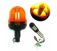 Gyrophare LED Orange 12V 24V E9 R65 + Support Tige DIN Latéral - 3 Modes Éclairage Rotation et Flash pour Tracteur Camion Agricole