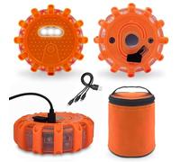 Gyrophare Led Sans Fil, Rechargeable Gyrophare Orange, Girophare Led Vehicule MagnéTique, Type-C Charging Strap Hook, Convient Pour Les Urgences, L'éClairage, L'Avertissement