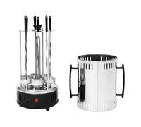 Gyros Kebab Barbecue électrique vertical 1000 W 500 °C avec 6 brochettes et bac récupérateur d'huile pour chachlyk, viande, crevettes, gyroscopiques