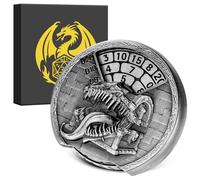 Gyroscope 7 en 1 en forme de coffre au trésor de la langue, toupie à dés DND, ensemble de dés en métal 7 en 1, cadeaux D&D avec logo dragon, jeux de table, accessoires de jeu de société, argent
