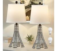 GyroVu Ensemble de 2 lampes de table en cristal de 24", lampes de table avec base en forme de Tour Eiffel