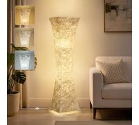 GyroVu Lampadaire LED 47" Températures de Couleur pour Salon et Bureau | Colonne d'Angle avec Abat-jour en Tissu Blanc, 2 ampoules incluses