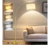 GyroVu Lampadaire sur Pied - avec Arc, Pivotant, Lampe à pied avec 3 températures de couleur et interrupteur au pied (avec Ampoule LED E27), Lampe de Salon, Intérieur