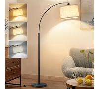 GyroVu Lampadaire sur Pied - avec Arc, Pivotant, Lampe à pied avec 3 températures de couleur et interrupteur au pied (avec Ampoule LED E27), Lampe de Salon, Intérieur