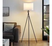 GyroVu Lampadaire sur Pied Salon Moderne à Trépied avec Interrupteur au Pied - Luminaire Design avec Abat-Jour Blanc pour Salon/Chambre/Bureau (Sans Ampoule)