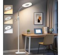 GyroVu Lampe sur pied LED 176cm pour le salon | intensité réglable et température de couleur ajustable, lampe sur pied à commande tactile avec col de cygne Blanc