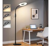 GyroVu Lampe sur pied LED 176cm pour le salon | intensité réglable et température de couleur ajustable, lampe sur pied à commande tactile avec col de cygne Noir