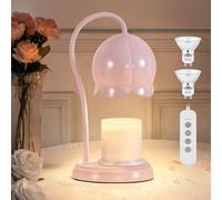 GyroVu Lampes à Bougie Chauffante - Lampe Chauffe-Bougie avec Variateur d'Intensité & Minuterie 2H/4H/8H | Décoration d'Intérieur Sécuritaire | Idée Cadeau Féminin (2 Ampoules LED Incluses) (Rose)