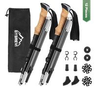 Gysrevi Bâton de Marche Pliable, Bâtons de Randonnée avec poignée en liège, pour Randonnée, Camping, Ski, Réglables 108-135cm, 2 PCS