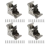 GYSRXS 4 PCS Pied Table Rebuttable Charnière Pliante Autobloquante de 90 Degrees avec Vis Support Pliable Table pour Pieds de Table et Pieds Lit,2,5mm Épaisseur(Argent)