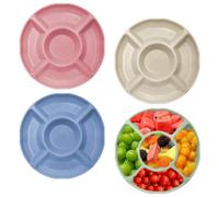 GYSRXS 4 Pièces Plateaux à Compartiments en Plastique Assiette Snack con 5 Compartiments Assiette à Collation pour Snacks Apéritifs Noix Fruits(4 couleurs)