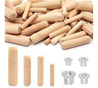 GYSRXS 500 Pièces Tourillon Bois Assortiment Cheville Bois 6mm 8mm 10mm 12mm Sergé Goujon Boi avec 4×Centreur Tourillon pour Meubles en Boi Dur Rainuré Bricolage