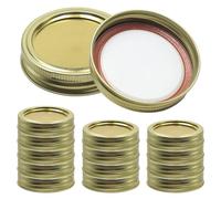 GYSRXS Type Fendu 70MM Mason Jar Lids Lot de 15 Canning Jar Lids Couvercle pour Bocaux de Conserve et Confiture pour Bocaux Mason à Bouche Régulière,en Fer Blanc(Doré)