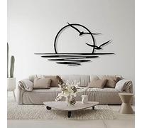 GYSURYB Art Mural en MéTal Sunrise, DéCor Mural Soleil et Mouettes, DéCor Mural en MéTal, DéCor Abstrait Coucher de Soleil, Dessin au Trait Minimaliste