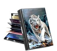 GYSYSQSH Portefeuille en métal pour femmes, hommes et filles, porte-cartes de crédit fin en aluminium avec blocage RFID, A Tiger, Credit Card Holder, Minimaliste