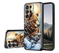 GYSYZJDH Coque pour Samsung Galaxy S21 Ultra avec support et protection d'appareil photo, protection intégrale à 360° avec béquille, ours adorable