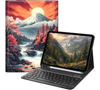 GYSYZJDH Étui avec clavier pour iPad 11{^>e<^} (A16, 2025) et iPad 10e génération 11" (2022), étui folio fin avec clavier Bluetooth amovible et béquille, support de protection motif paysage Fuji