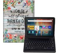 GYSYZJDH Étui clavier pour Fire HD 8 & HD 8 Plus (12e/14ème génération, sortie en 2024/2022) - Étui en similicuir PU avec clavier Bluetooth amovible, design Philippiens 4:13