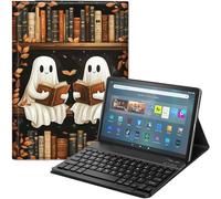 GYSYZJDH Étui clavier pour Fire Max 11" (13ème génération, sortie en 2023) - Cuir PU avec support, clavier Bluetooth amovible, protection de fantômes amusants pour lire des livres