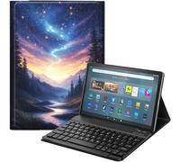 GYSYZJDH Étui clavier pour Fire Max 11" (13ème génération, sortie en 2023) - Housse de protection en similicuir PU, clavier Bluetooth amovible, motif paysage de montagne