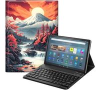 GYSYZJDH Étui de clavier pour Fire Max 11" (13ème génération, sortie en 2023) - Housse de protection en similicuir PU, clavier Bluetooth amovible, support de protection motif paysage Fuji