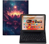 GYSYZJDH Étui pour tablette Amazon Fire HD 10 avec clavier (13ème/11ème génération, 2023/2021, 10,1") - Cuir PU - Support - Clavier Bluetooth détachable - Motif lotus