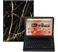 GYSYZJDH Étui pour tablette Amazon Fire HD 10 avec clavier (13ème/11ème génération, 2023/2021, 10,1") - Support en cuir PU, clavier Bluetooth amovible, motif marbre noir