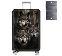 GYSYZJDH Housse de protection pour valises de 48,3 à 50,8 cm, approuvée par la TSA, élastique, anti-rayures, lavable, pour bagages à main et sacs enregistrés, Trois loups, S (for 19-21 inch Luggage)