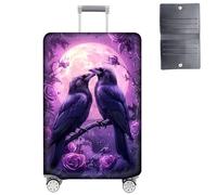 GYSYZJDH Housse de protection pour valises de 48,3 à 50,8 cm, approuvée par la TSA, élastique, anti-rayures, lavable, pour bagages à main et sacs enregistrés, Deux corbeaux, M (for 22-24 inch Luggage)