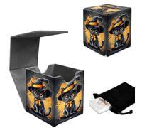 GYSYZJDH Premium MTG Deck Box - Peut contenir plus de 120 cartes à manches, boîte de cartes TCG magnétique en cuir synthétique pour Magic The Gathering, Commander, et plus encore, chat noir