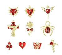 Gythara Breloque en alliage émaillé pour décoration de cartes de tarot sur le thème gothique d'Halloween pour fabrication de bijoux, bracelets, colliers, boucles d'oreilles, porte-clés, Émail, Pas de