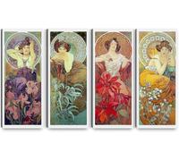 GYTRI CGFHJ Affiche Alphonse Mucha Image murale vintage《The Precious Stones》 par Alphonse Mucha Prints Figure Canvas Painting For Home Decor 50x120cmx3 Non encadré