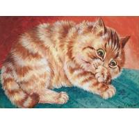 GYTRI CGFHJ Affiche de Louis Wain Image d’art mural moderne 《Chaton qui rient》 par Louis Wain Prints Toile de chat aux couleurs animales pour décoration intérieure 50x75cm sans cadre