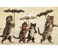 GYTRI CGFHJ Affiche de Louis Wain Image murale moderne《Happy Cats in the Snow》 par Louis Wain Prints Peinture de toile couleur animale pour la déco intérieure 50x75cm sans cadre