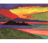 GYTRI CGFHJ Affiche Gabriele Munter Art mural abstrait《Sunset Over Staffelsee》 par Gabriele Munter Estampes Peinture sur toile de paysage pour la décoration intérieure 50x60cm Non encadrée