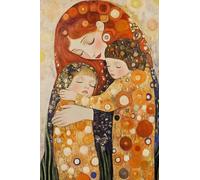 GYTRI CGFHJ Affiche style Gustav Klimt Image murale vintage《Mère et jumeaux》 par Gustav Klimt Peinture sur toile de personnes pour la décoration intérieure 40x60cm Non encadrée