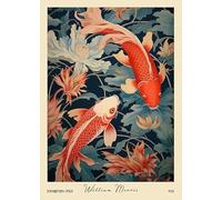 GYTRI CGFHJ Affiche William Morris Image murale moderne en couleur《Koi in the Pond》 par William Morris Peinture de toile de poissons pour la décoration intérieure 50x70cm Non encadrée