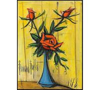 GYTRI CGFHJ Bernard Buffet Affiche Impressions En Couleur Abstrait Art Mural Nature Morte Image《Vase De Roses》Bernard Buffet Peinture Sur Toile Pour La Décoration D’intérieur 40x60cm Non Encadré