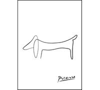 GYTRI CGFHJ Célèbre affiche de Pablo Picasso Illustration murale abstraite 《Teckel》 par Pablo Picasso Tirages Ligne de peinture sur toile animale pour la décoration intérieure 40x60cm Non encadrée
