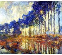 GYTRI CGFHJ Claude Monet Affiche Impressions En Couleur Image D’art Mural Abstrait《Les Peupiers En Automne》Claude Monet Paysage Peinture Sur Toile Pour Décoration Intérieure 50x55cm Non Encadré