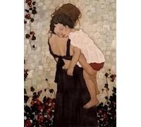 GYTRI CGFHJ Gustav Klimt Affiche Impressions Couleur Abstrait Art Mural Pictrure《Mère Et Fille》Gustav Klimt Portrait Peinture Sur Toile Pour Décoration Intérieure 40x50cm Non encadré