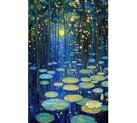 GYTRI CGFHJ Gustav Klimt Affiche Vintage Impressions Abstrait Art Mural Image En Couleur《Étang De Lotus Bleu》Peinture Sur Toile Gustav Klimt Pour Décoration Intérieure 50x70cm Non Cadre